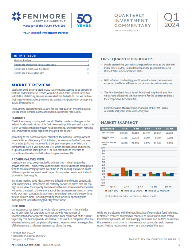 Fenimore Quarterly Investment Commentary Q1 2024