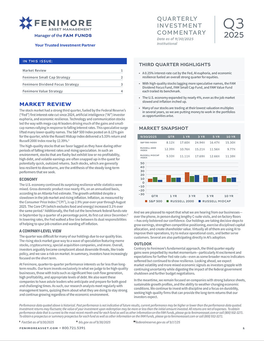 Fenimore Quarterly Investment Commentary Q3 2025